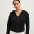 Self Esteem Women's Black Brushed Ribbed Full-Zip Crop Jacket