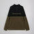 A colorblock pullover sweatshirt with a black upper section, olive green lower body and sleeves, and a front zipper. The brand name 'AUTENAUF.