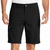 Black shorts worn by a person on a white background