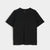A plain black short-sleeve crewneck t-shirt laid flat against a light gray background.