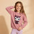 Sinsay Girl's Pink Owl Sequin Crew Neck Blouse