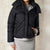 Sinsay Women's Black Sleek Hooded Puffer Jacket
