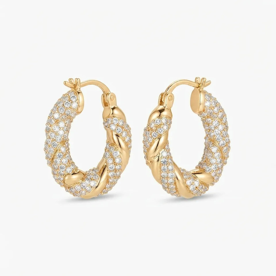 And Now This Women's Gold-Tone Crystal Twist Hoop Earrings