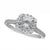 A silver-colored halo engagement ring featuring a round brilliant-cut center stone surrounded by a double halo of smaller round stones, with a pavé-set band, shown on a plain white background.