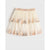 A tiered tulle tutu skirt with rose gold sequins and a matching rose gold waistband, shown flat on a light gray background.