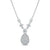 A silver-tone diamond necklace featuring a teardrop-shaped pendant pavé set with clear stones, accented by marquise and round diamond details on the chain, shown against a plain white background.
