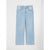 Light blue straight-leg denim jeans shown flat against a light gray background.