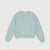 A light mint green crewneck sweatshirt with long sleeves and ribbed cuffs and hem, displayed flat against a light gray background.