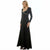 Taylor Women's Black Rhinestone-Trim Long-Sleeve Gown Dress