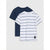 Three Lacoste t-shirts in black, gray, and white on a white background