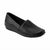 Black crocodile-patterned loafer shoe on a white background