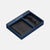 Cole Haan men's gift set featuring a black leather wallet and a black leather cardholder inside an open navy blue presentation box on a light gray background.