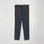 A pair of dark charcoal gray slim-fit trousers with a matching black belt, displayed flat against a light gray background.