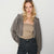 Sinsay Women's Taupe Cropped Hooded Jacket