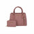 A dusty rose monogram handbag with matching zip-around wallet, displayed on a clean white background. The handbag features dual top handles, gold-tone hardware, and the brand name 'bobo' printed in gold on the front and wallet.