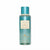 Victoria's Secret Aqua Kiss Vacuation body mist in a clear bottle with a teal cap and a beige label, shown on a white background.