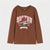 A brown long-sleeve crewneck sweatshirt featuring a 'Boston Basketball Team' graphic on the front, displayed against a light gray background.
