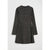 A long-sleeve, crew-neck mini dress in a dark charcoal gray and black textured knit, displayed against a light gray background.