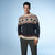 Sinsay Men's Navy Nordic Fair Isle Style Sweater