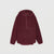 A dark burgundy fleece pullover hoodie with a half-zip neckline, displayed flat against a light gray background.