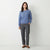 State Of Day Women's Dusty Blue Rib Knit Crew Neck Sweater