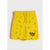Yellow shorts with green polka dots and a black 'Bougie Rock' logo on the lower left leg, displayed flat against a light gray background.