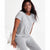 State Of Day Women's Gray Cotton Blend Short Sleeve T-Shirt