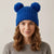 Karl Lagerfeld Paris Women's Blue Chunky Knit Double Pom-Pom Hat