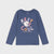 A kids' long-sleeve crewneck shirt in heathered blue, featuring a colorful graphic on the front with the words 'KEEP COOL & SMILE EVERYDAY' and a white flower, shown against a light gray background.