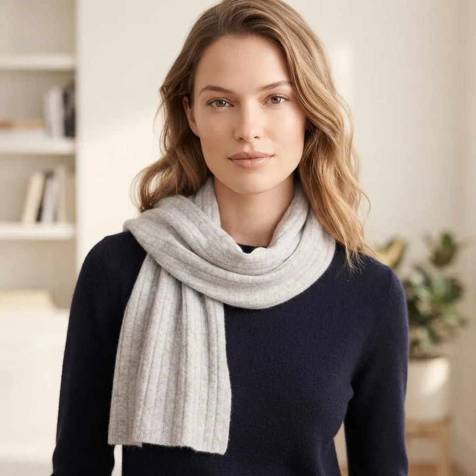 Charter Club Women's Light Gray Ribbed Knit Scarf