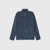 A dark slate blue zip-up fleece jacket with a stand collar, shown flat against a light gray background.