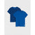 Two short-sleeve kids' t-shirts displayed as a set against a light gray background. The front shirt is a solid royal blue, and the back shirt is navy blue with thin horizontal dark stripes.