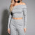 Sinsay Women's Silver Shimmered Off Shoulder Blouse