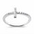 A silver cross ring with small clear stones set along the top of the band, shown on a plain white background.