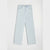 Light wash blue denim jeans with a straight-leg fit, laid flat against a light gray background.