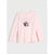 A light pink long-sleeve top for girls featuring a sequined crown graphic and the word 'PRINCESS' printed in pink above it, displayed against a light gray background.