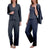 Live2Lounge Women's Navy 3 Piece Textured Cable Knit Cardigan Tank and Pant Pajama Set