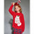 Sinsay Girl's Red Fluffy White Christmas Cat Blouse