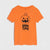 An orange short-sleeve t-shirt with a black graphic of a smiling jack-o'-lantern and the text 'BOOO TIME' printed on the front, displayed against a light gray background.