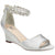 Silver wedge sandal with embellishments on a white background