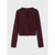 Sinsay Women's Burgundy Ribbed Tie-Front Sweater