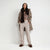 Sinsay Women's Taupe Longline Hooded Puffer Jacket Featuring A Full-Length Zipper
