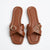Straswans Women's Brown Leather Cross-Strap Flat Slippers