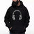 La Pop Art Men's Black Music Note Headphones Word Art Hoodie