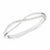 A silver infinity-style bangle ring featuring a row of small clear stones along one of the intersecting bands, set against a plain white background.