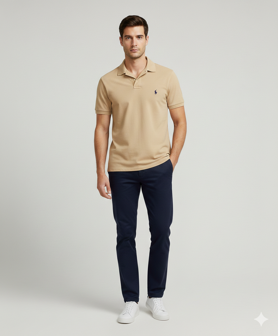 Polo Ralph Lauren Men's Beige Short Sleeve Pocket Polo T-Shirt | Polo Ralph Lauren in Lebanon