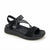 A black platform sandal with multiple embellished straps, photographed on a clean white background.