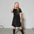 Sinsay Girl's Black Shimmer Puff-Sleeve Skater Dress
