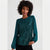 Vince Camuto Women's Dark Green Sequined Crew Neck Blouse