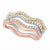 A wavy three-band stack ring featuring rose gold, yellow gold, and silver bands, each studded with clear cubic zirconia stones, shown on a white background.